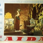 Locandina del film “Aida” del regista Clemente Fracassi trasposizione cinematografica dell’omonima opera di Giuseppe Verdi. Il ruolo della protagonista è interpretato da Sophia Loren doppiata dalla voce di Renata Tebaldi, 1953 (Collezione privata)